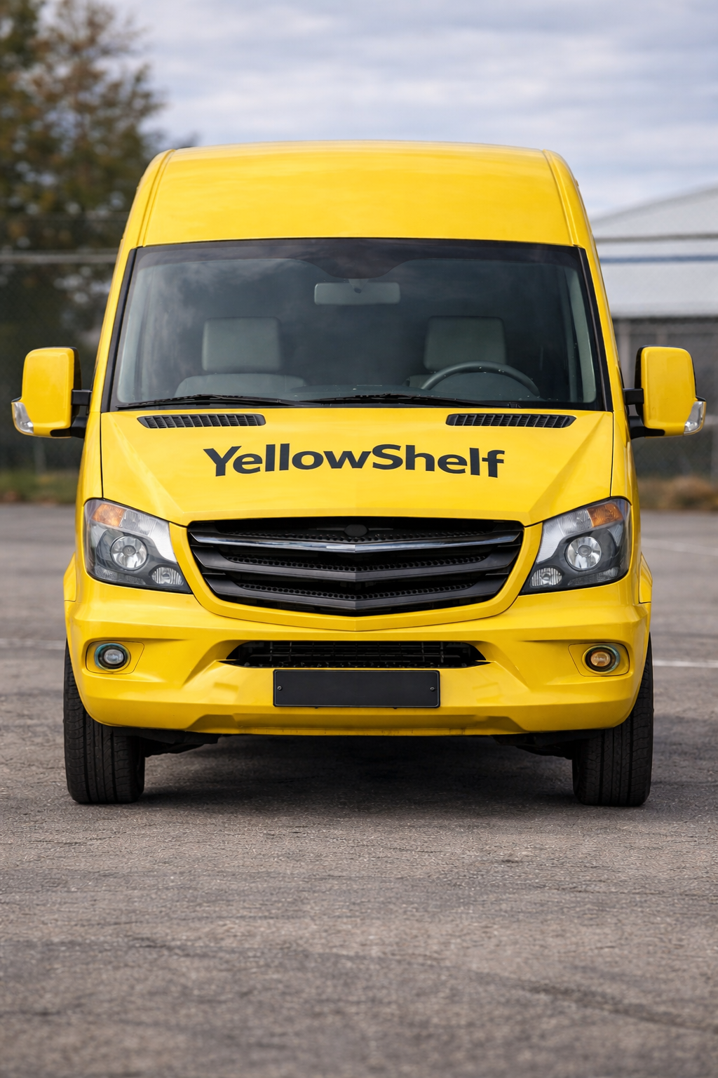 Concept render of a YellowShelf van on the road